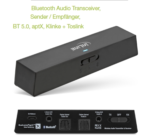 BT5 Bluetooth Audio Transceiver also Sender oder Empfänger mit div