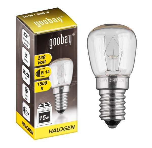 Backofenlampe Glühlampe E14 15W 230V Klar bis 300 Grad
