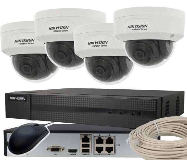 Kameraset 24D 1x Rekorder NVR mit 1TB HDD Maus und 4x Domekamera 4x20m Kabel