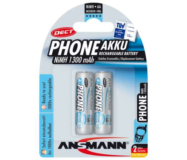 AA Mignon Akku 1300mAh für DECT Funktelefone maxE 2er Pack
