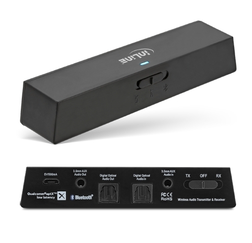 BT5 Bluetooth Audio Transceiver also Sender oder Empfänger mit div  Anschlüßen in einem Gerät.