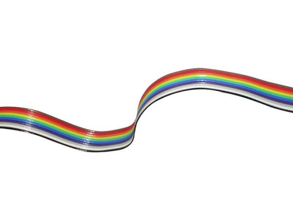 10pol Flachbandkabel AWG28 RM1,27mm Farbig RGB Rainbow 30,5m Rolle