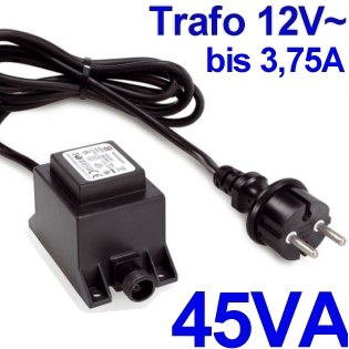 Trafo 12VAC 45VA IP64 Wetterfest 230V Rundbuchse  Elektronik und Technik  bei Henri Elektronik günstig bestellen