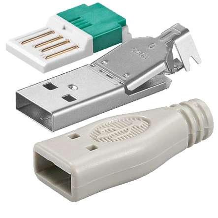 USB Stecker A mit Haube Schneid-Klemmkontakte