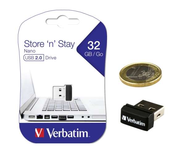 32GB USB Speicher USB2 Verbatim Store-n-Stay Nano Miniatur
